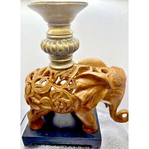 Elephant Candlestick holder Figurine 10.75 inch tall x 9 inch long 4 LBS Vintage